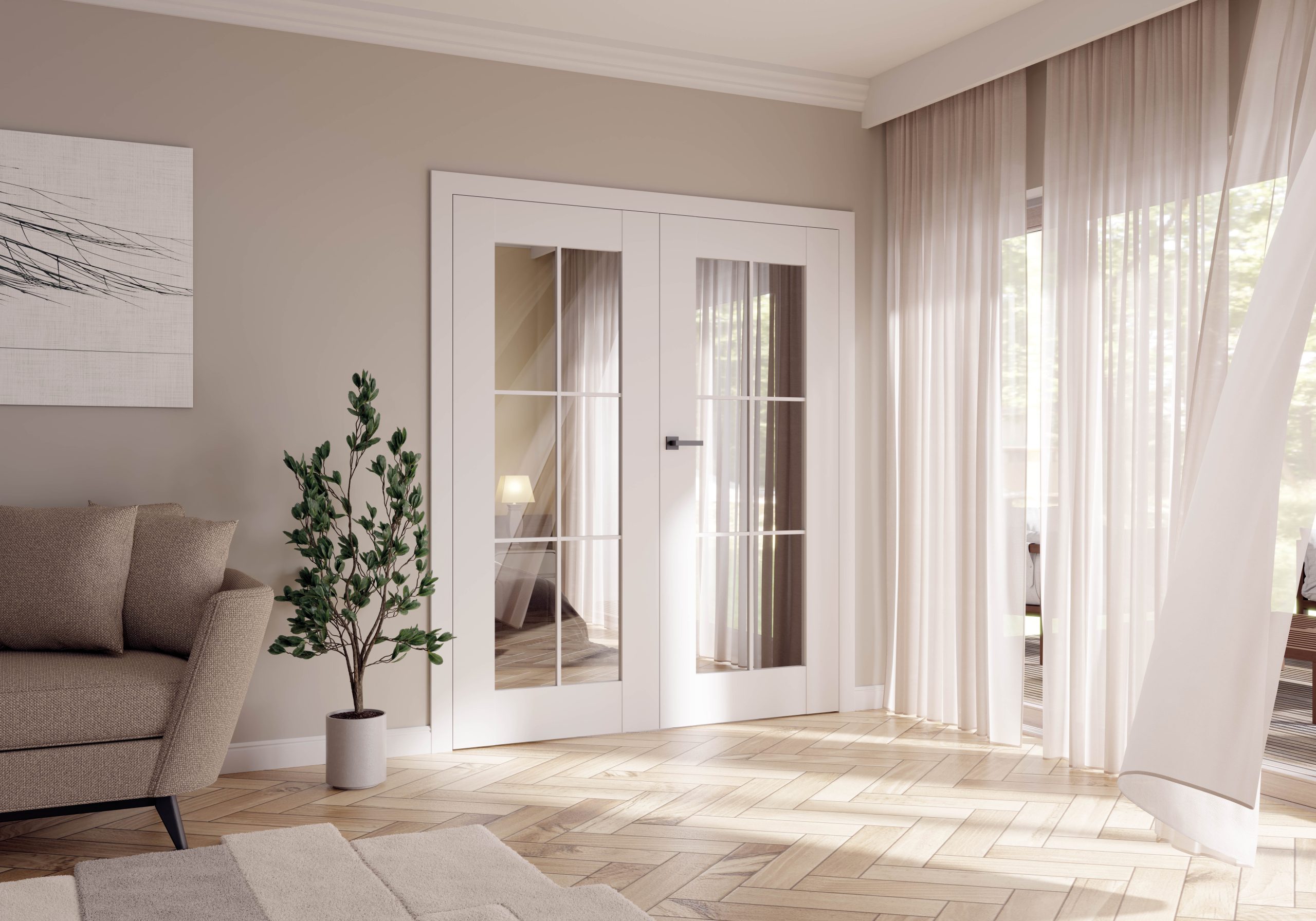 Wizualizacja Estra 12 biała mat podwójne skrzydło