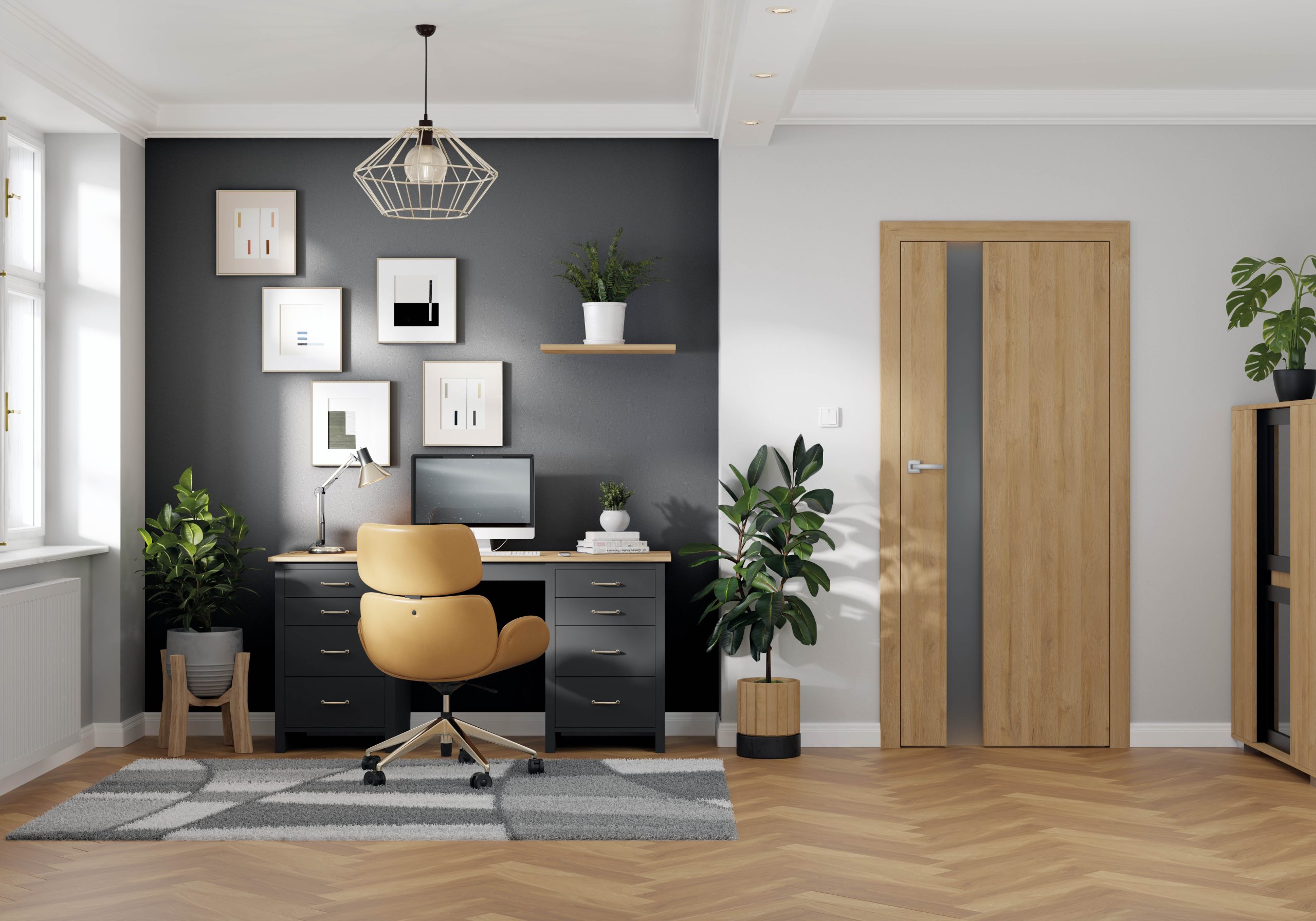 Wizualizacja Vetro D1 dąb natur premium + szyba grafit